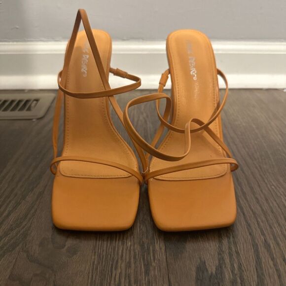 Public Desire Halley PU Strappy Block Heels Square Toe Glam Size 9 Orange - Picture 5 of 10